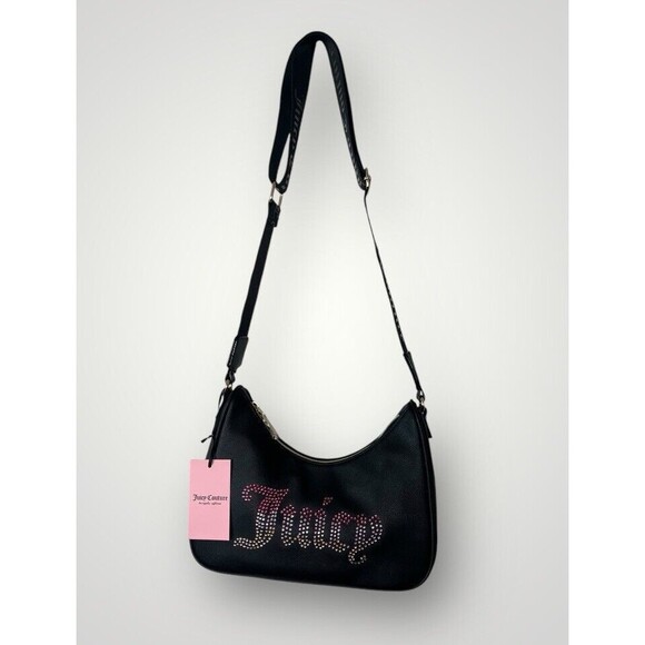 JUICY COUTURE Bag Obsession Crossbody Women Purse Black Rhinestone Accent New - Picture 2 of 9